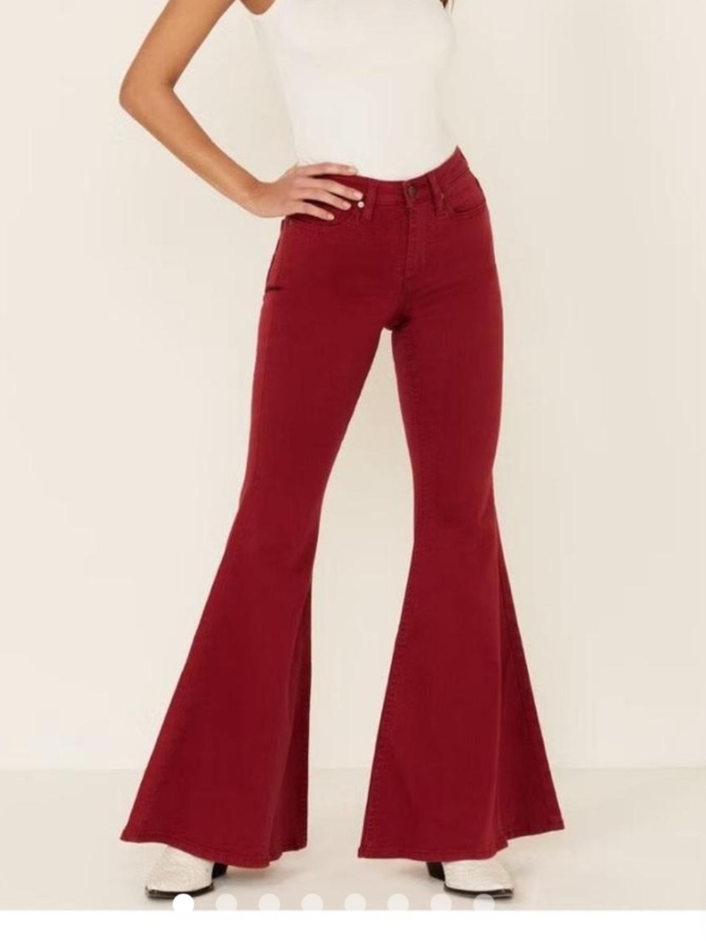 Shyanne Burgundy High-Rise Flare Jeans